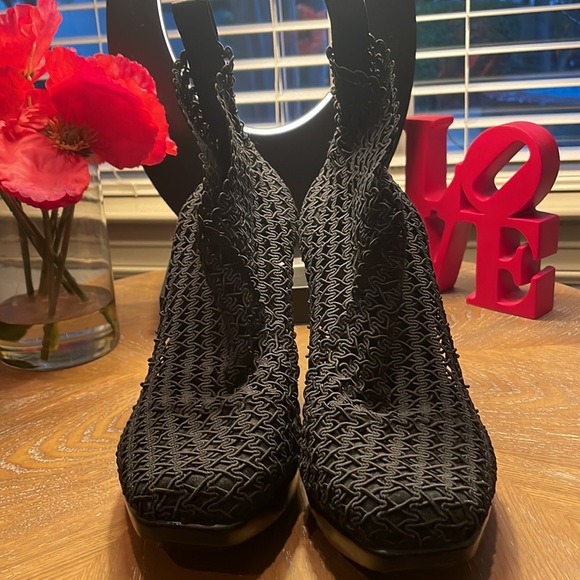 SMA Shoes, Slip on Platform Ankle Boots, woven stretch fabric - Picture 9 of 14